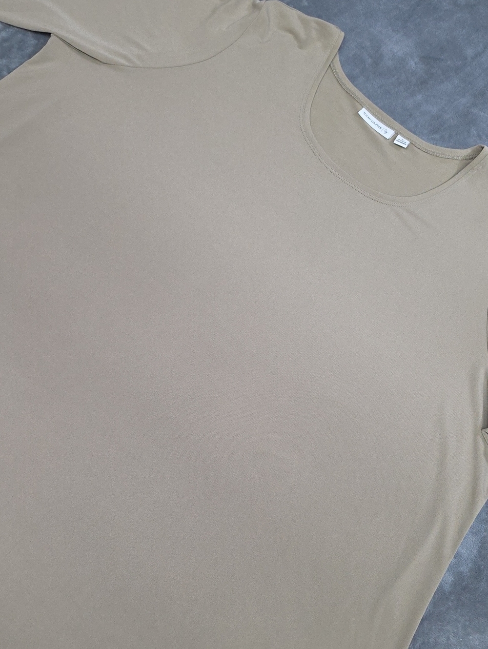 Susan Graver 3X Lightweight Scoop Neck Tunic in Taupe